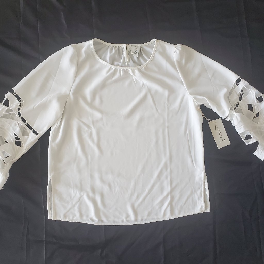 Joie Bow Cut Lvory Long Sleeve Embroidered Cut Out